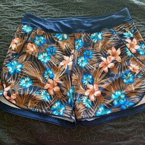NWT Lands' End Navy Floral Swim/Athletic Shorts